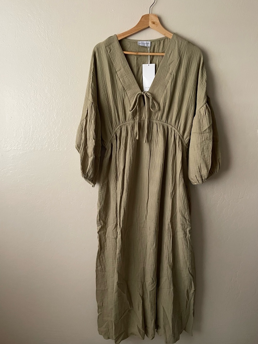 Worth Collective Cotton Gauze Lightweight Dress Green bohemian